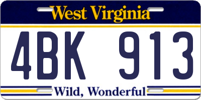 WV license plate 4BK913