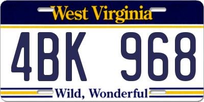 WV license plate 4BK968