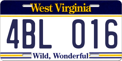 WV license plate 4BL016