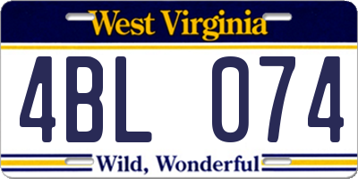 WV license plate 4BL074