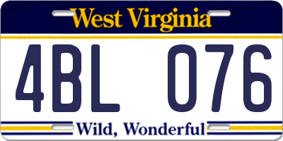 WV license plate 4BL076