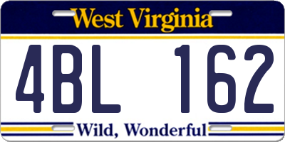 WV license plate 4BL162