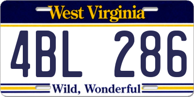 WV license plate 4BL286