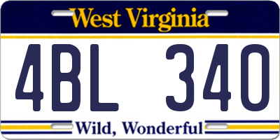 WV license plate 4BL340