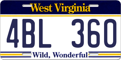 WV license plate 4BL360