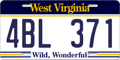 WV license plate 4BL371