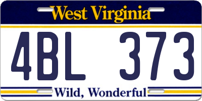 WV license plate 4BL373