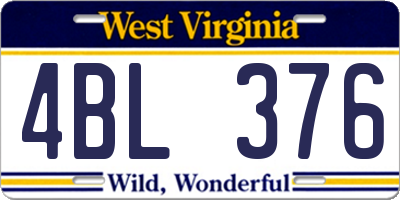 WV license plate 4BL376