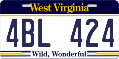 WV license plate 4BL424