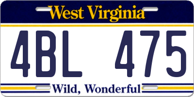 WV license plate 4BL475