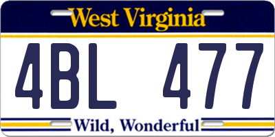 WV license plate 4BL477