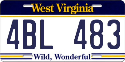 WV license plate 4BL483