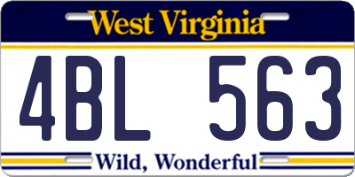 WV license plate 4BL563
