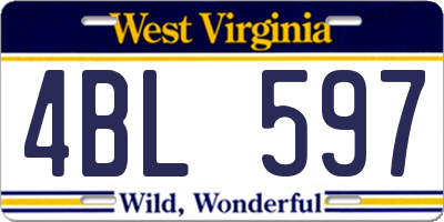 WV license plate 4BL597