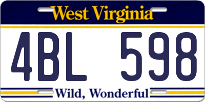 WV license plate 4BL598
