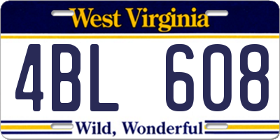 WV license plate 4BL608