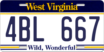 WV license plate 4BL667