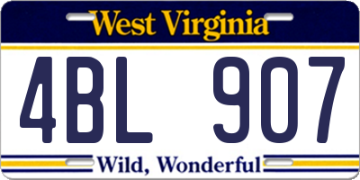 WV license plate 4BL907