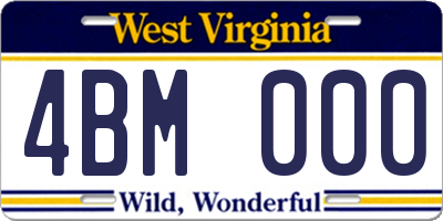 WV license plate 4BM000