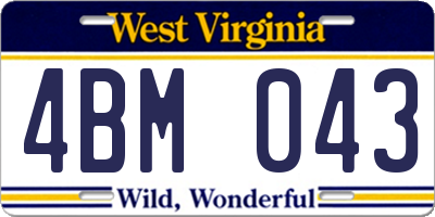 WV license plate 4BM043