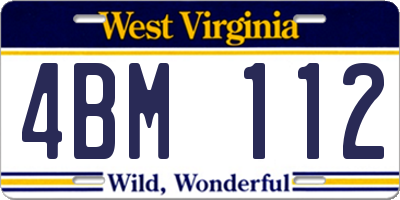 WV license plate 4BM112