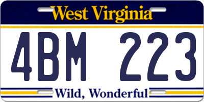 WV license plate 4BM223