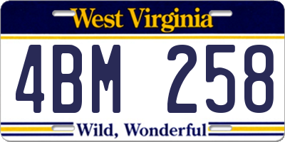 WV license plate 4BM258