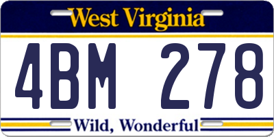WV license plate 4BM278
