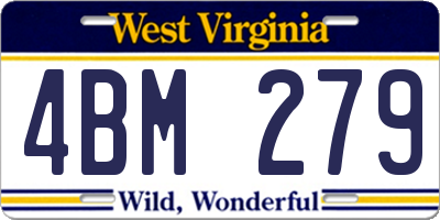 WV license plate 4BM279