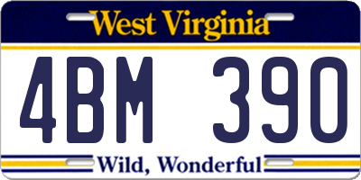 WV license plate 4BM390
