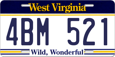 WV license plate 4BM521
