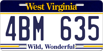 WV license plate 4BM635