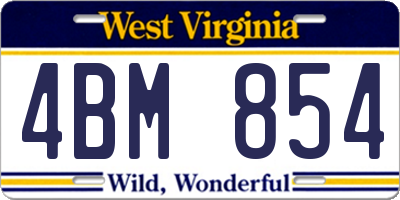 WV license plate 4BM854