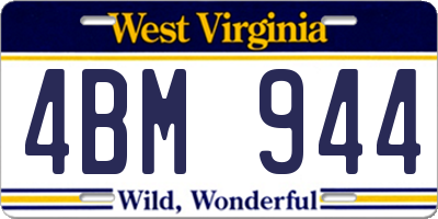 WV license plate 4BM944
