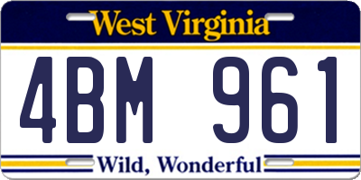 WV license plate 4BM961