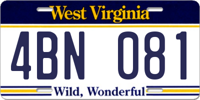 WV license plate 4BN081