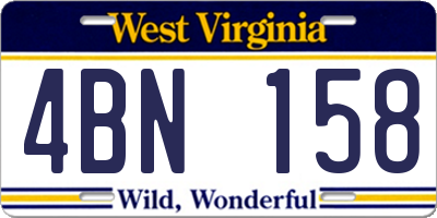 WV license plate 4BN158