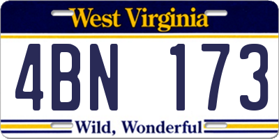 WV license plate 4BN173