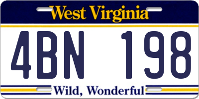 WV license plate 4BN198