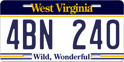 WV license plate 4BN240