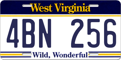 WV license plate 4BN256