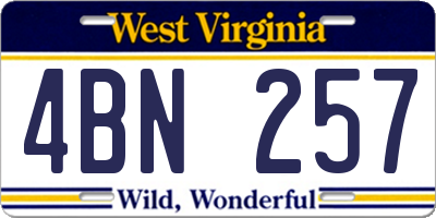 WV license plate 4BN257
