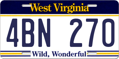 WV license plate 4BN270