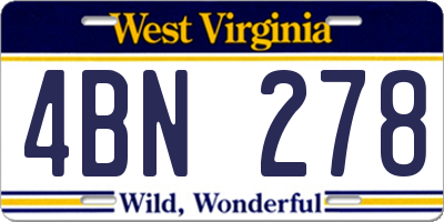 WV license plate 4BN278