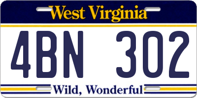 WV license plate 4BN302