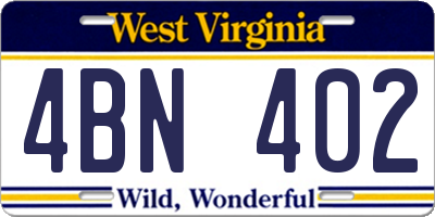 WV license plate 4BN402