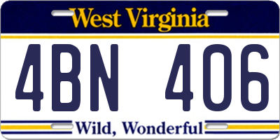 WV license plate 4BN406