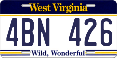 WV license plate 4BN426