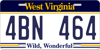 WV license plate 4BN464