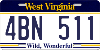 WV license plate 4BN511
